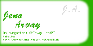 jeno arvay business card